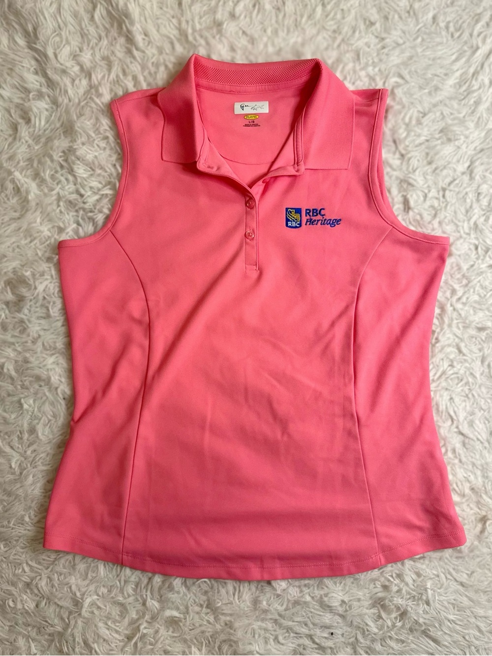 RBC Heritage Sleeveless Polo Tank Top - Coral Pink - Greg Norman